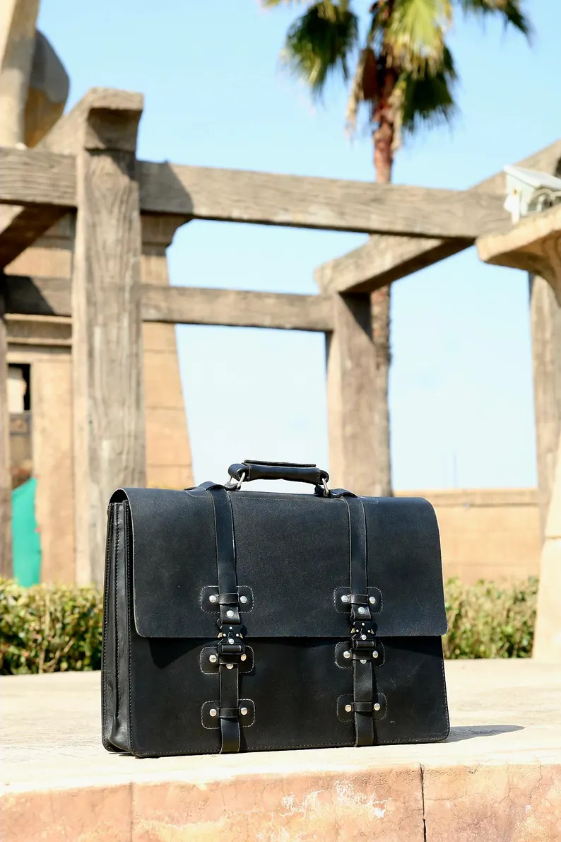 Leather laptop bag, Messenger bag, Double compartment leather office bag, handmade laptop bag for men, file orgniser office bag