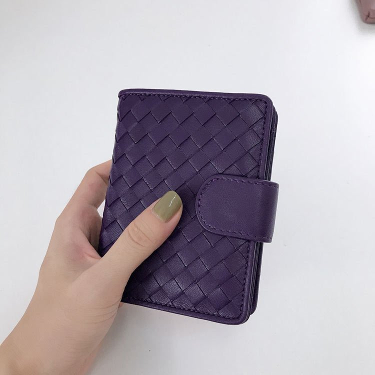 Woven Leather Snap Wallet