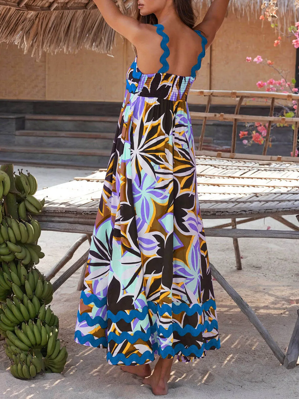 Printed Suspender Maxi Dress