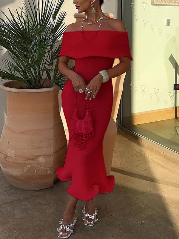 Slim Fit Off-shoulder Dress