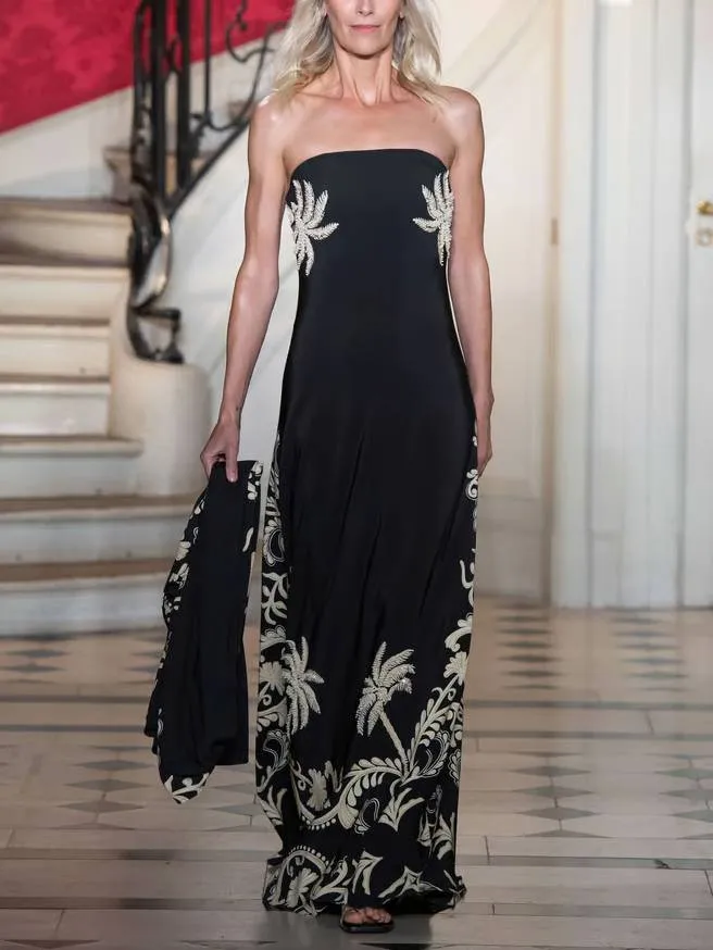 Tube Top Printed Maxi Dress