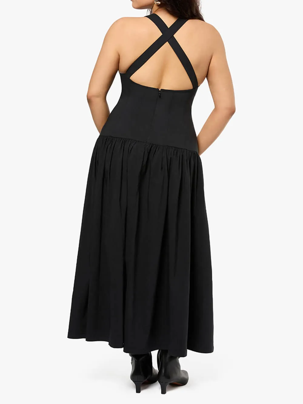 Exquisite Peplum Drop Waist Midi Dress