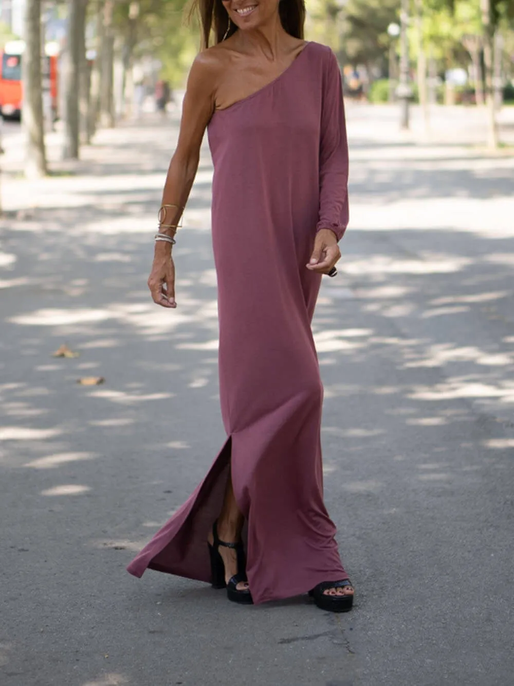 Side One Shoulder Statement Maxi Dress