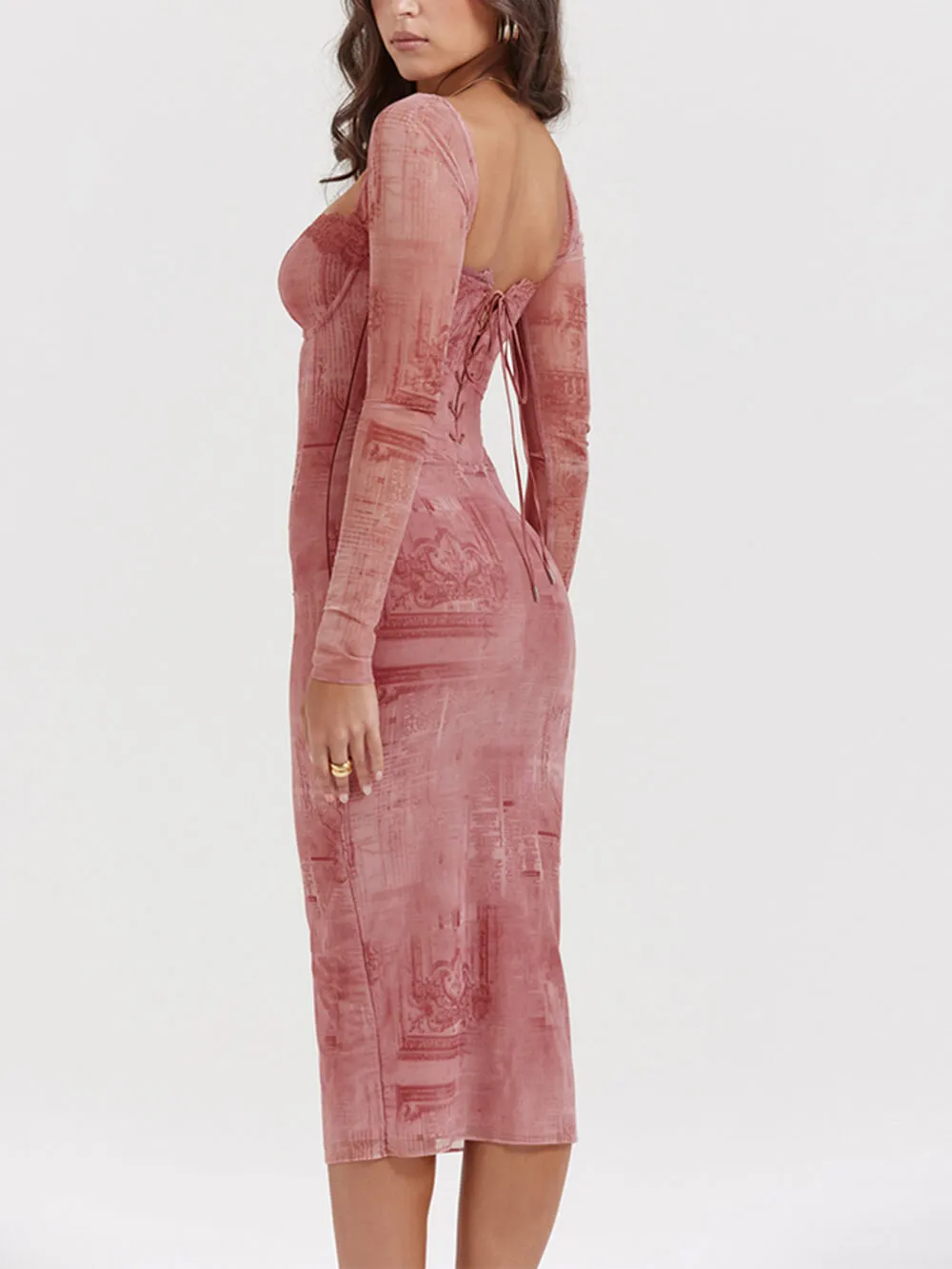 Pink Print Corset Dress