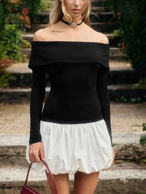 Off-shoulder Bud Mini Dress