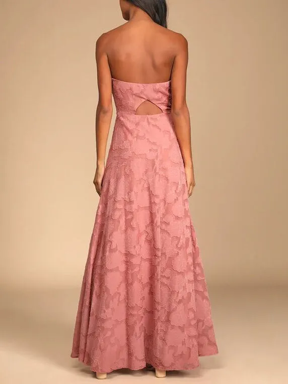 Evening Gown Strapless Slim Fit Slit Maxi Dress