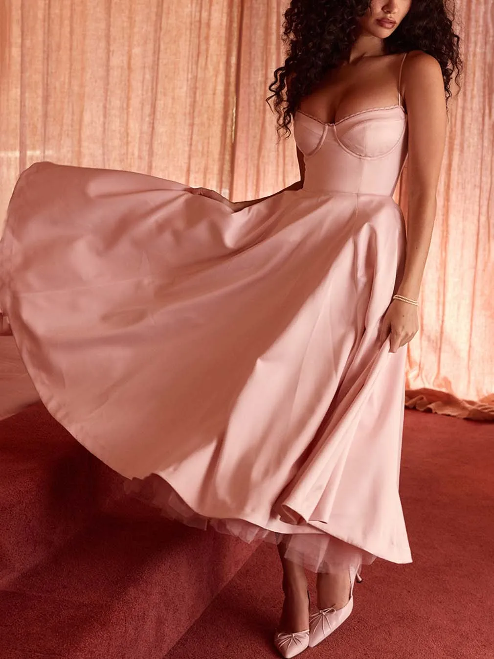 Sexy slim fit waist Midi Dresses