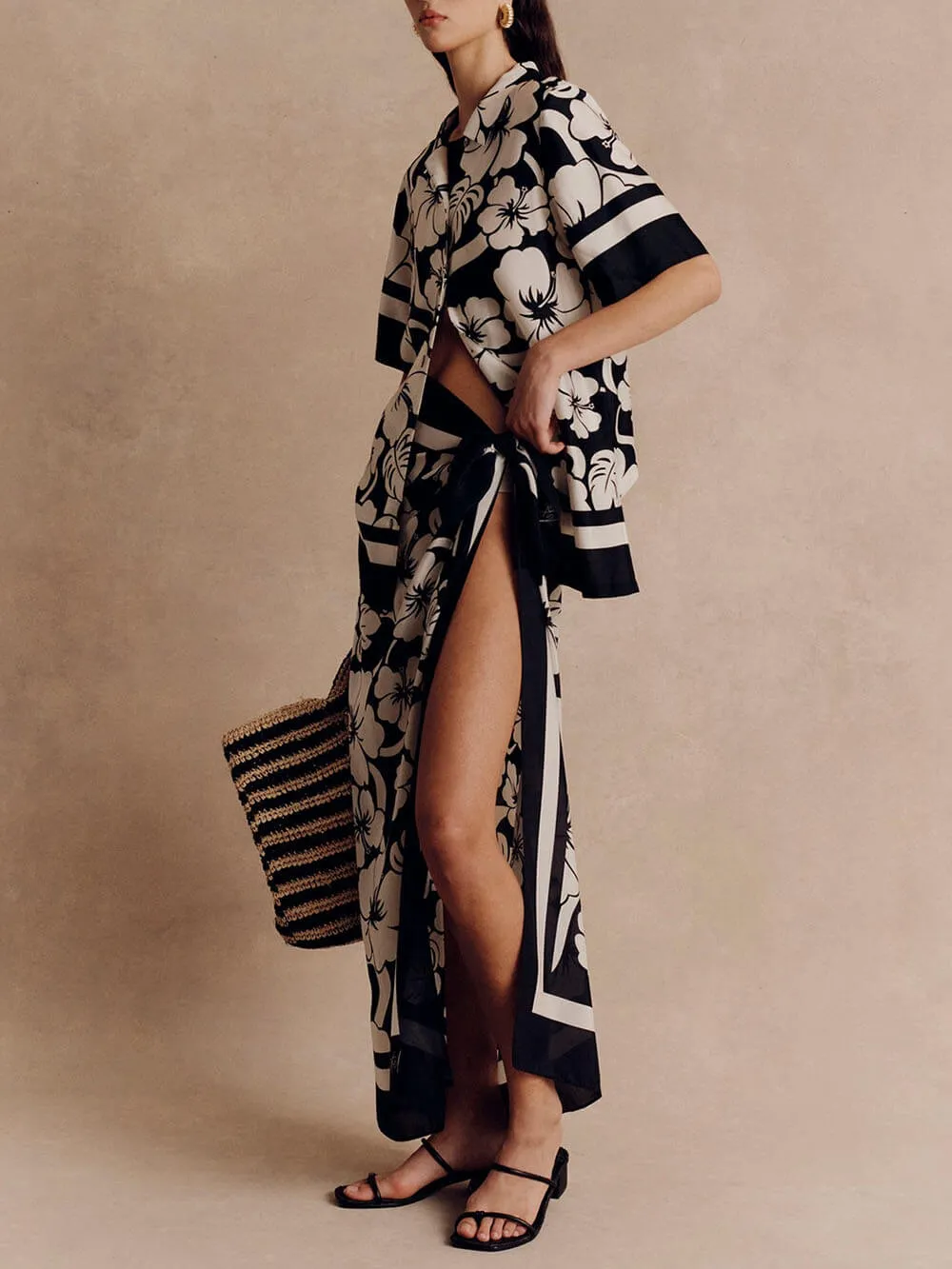 Modern Sophisticated Feel Unique Floral Print Tropical Ink Shirt