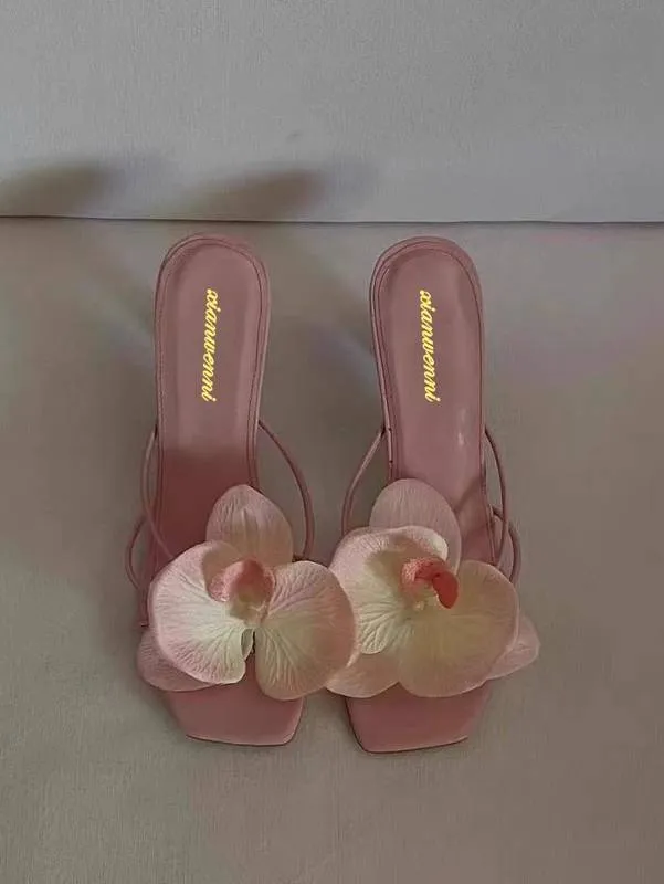 Flower High-heel Slippers