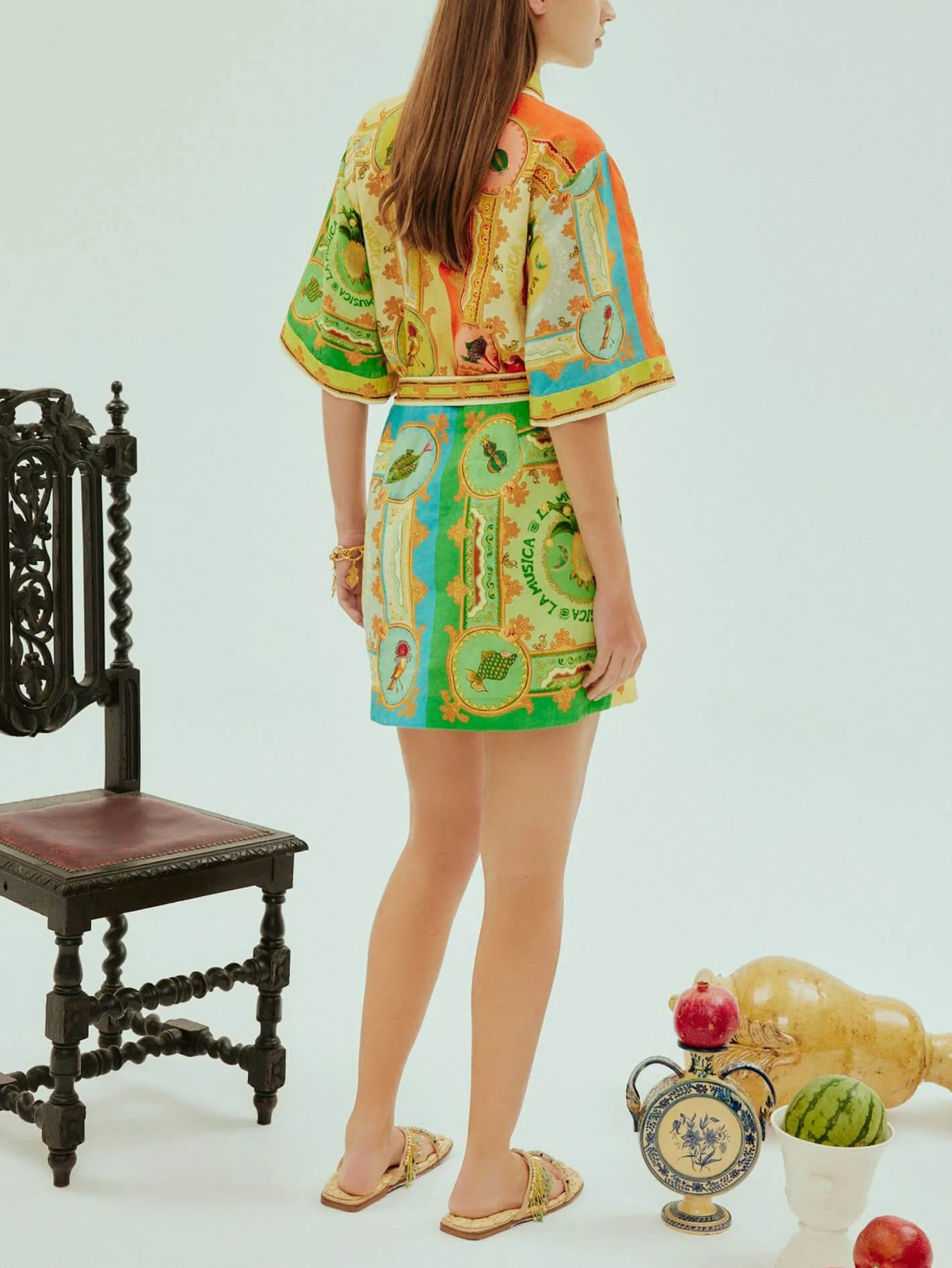 Exquisite Satin Fun Print Mini Dress