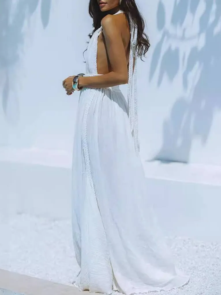 Large Swing Backless Strap Dress