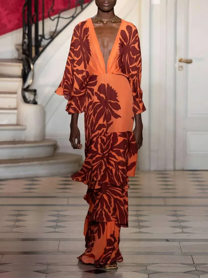 Vacation Style Unique Printed Maxi Dress