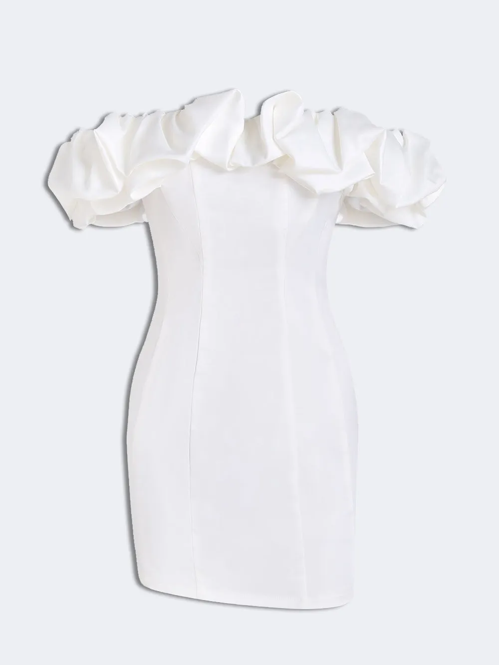 Satin Ruffled Strapless Mini Dress