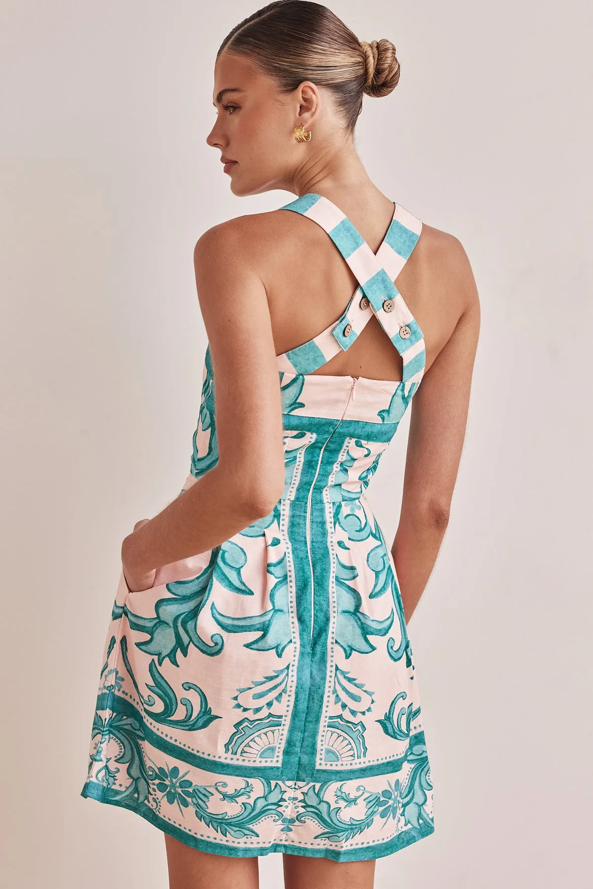 Exquisite Painted Floral Print Camisole Mini Dress