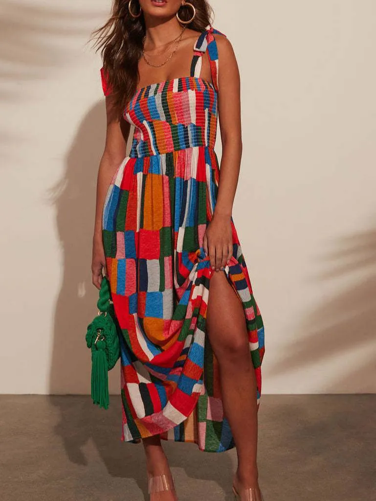 Rainbow Suspender Print Dress