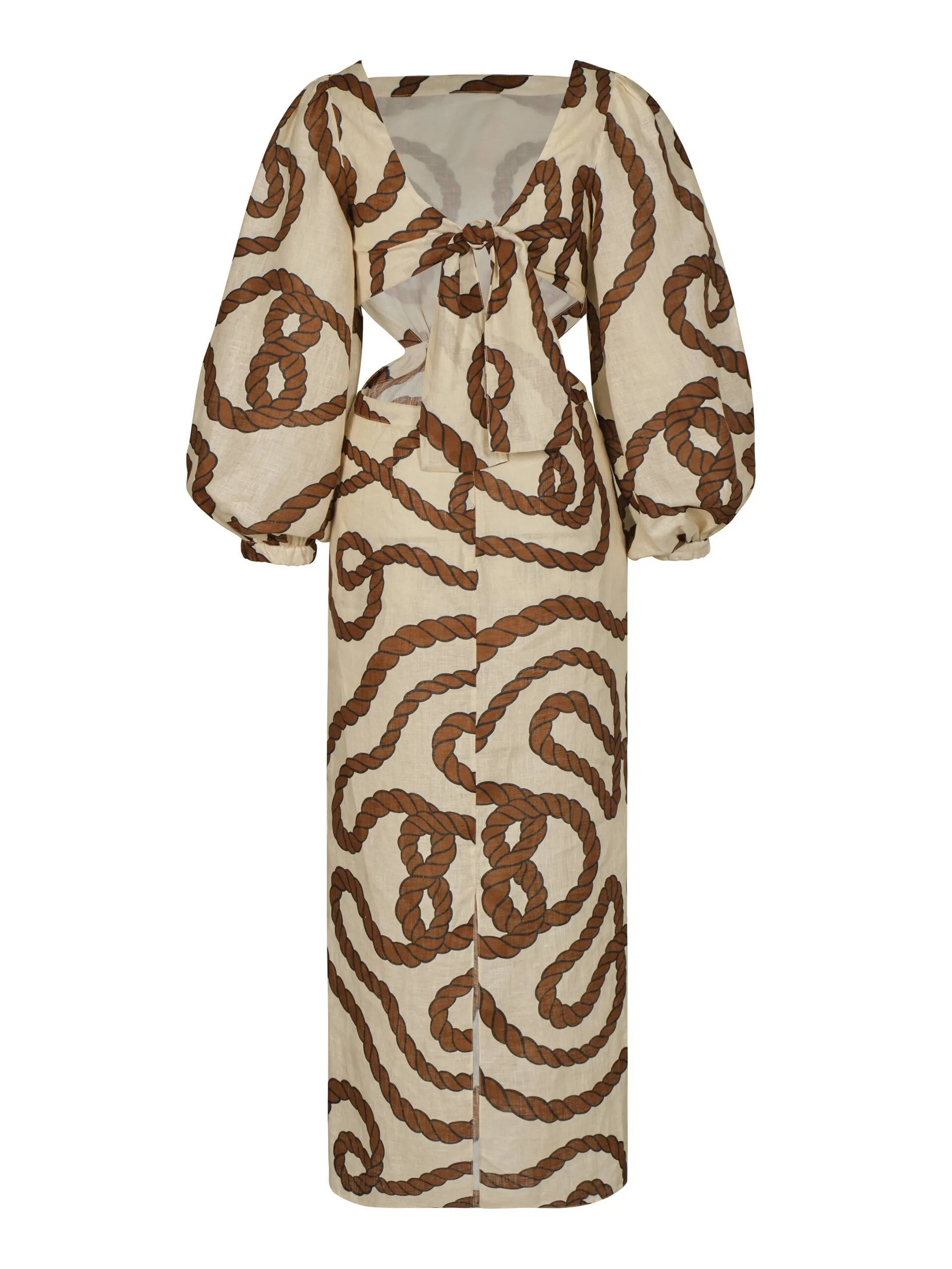 Printed Hollow-out Maxi Dress