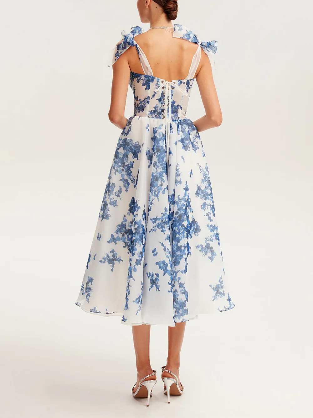 Tender Floral Midi Tie-strap Dress