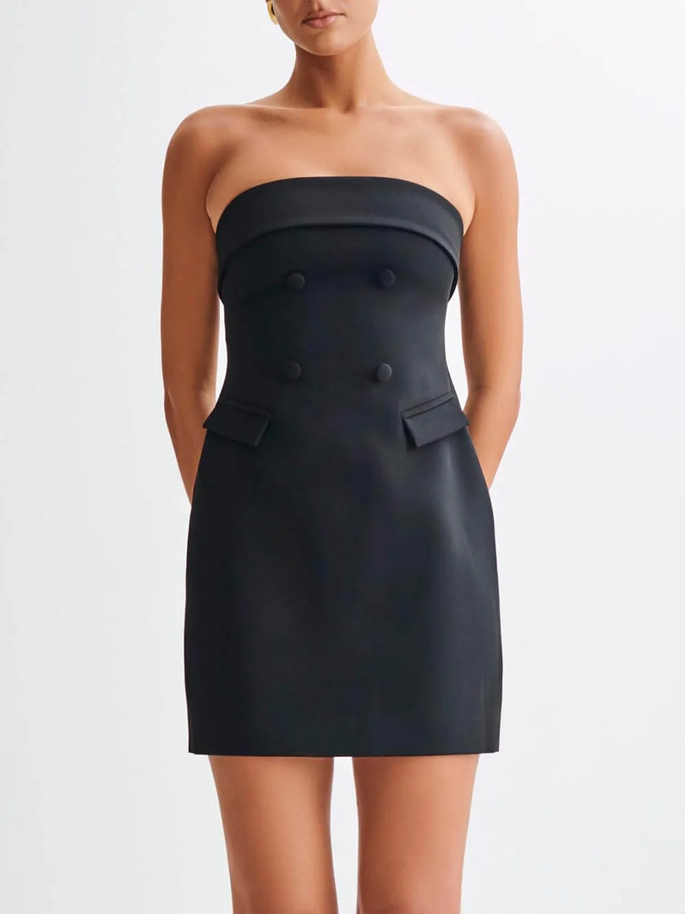 Elegant Strapless Suiting Mini Dress