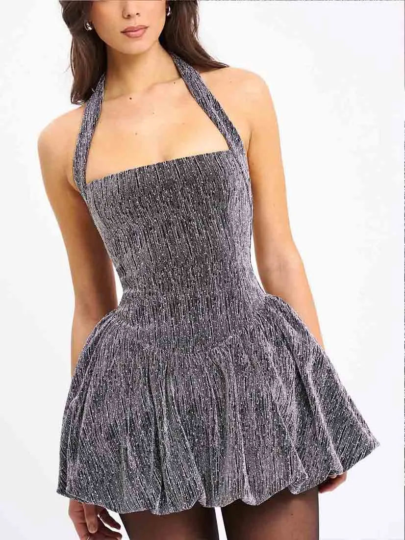 Elegant Holders Corner Tie Waist Mini Dress