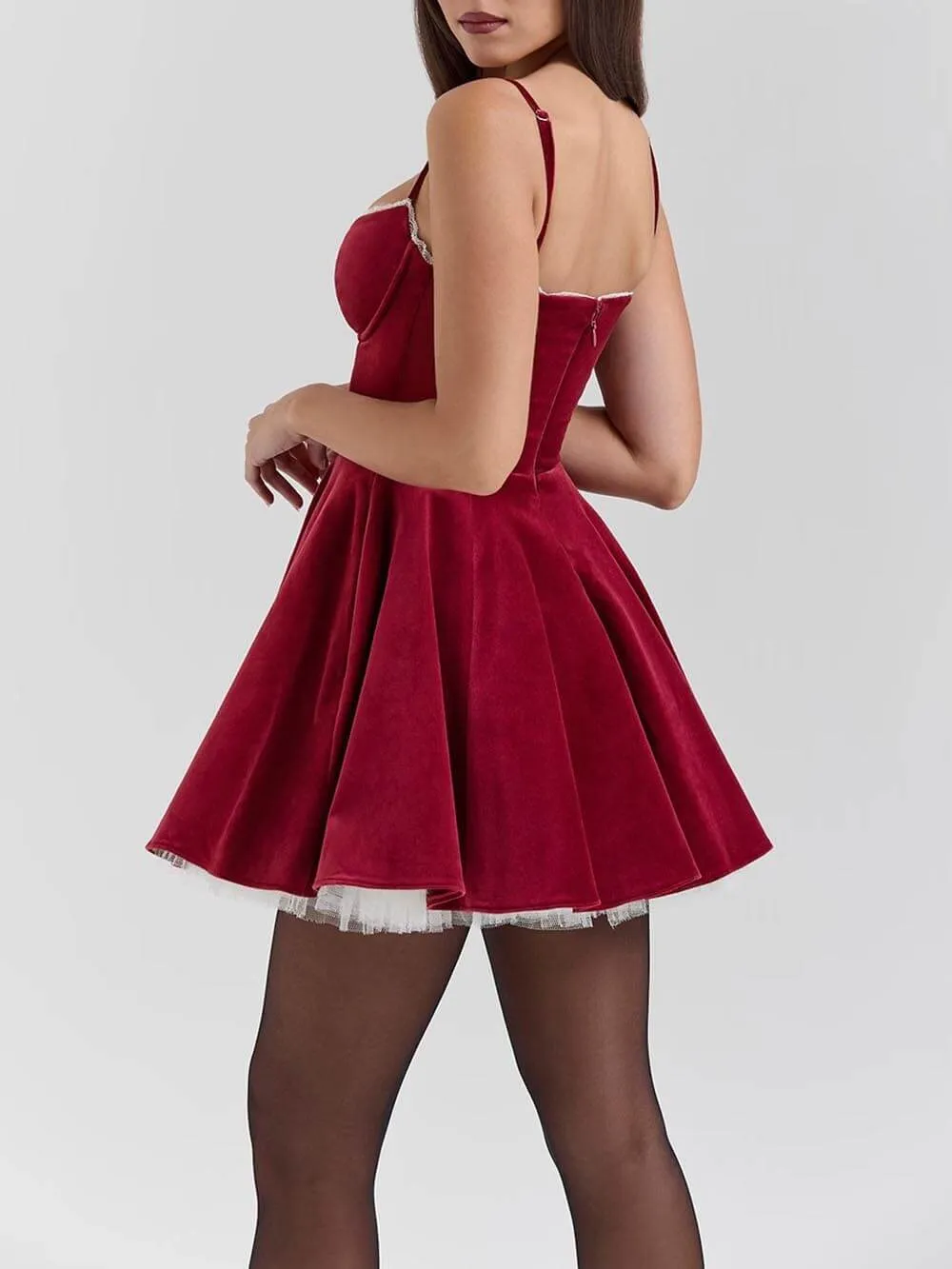 Elegance Year-end Dance Tulle Patchwork Sweetheart Neck Slip Mini Dress
