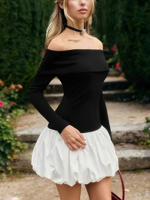 Off-shoulder Bud Mini Dress
