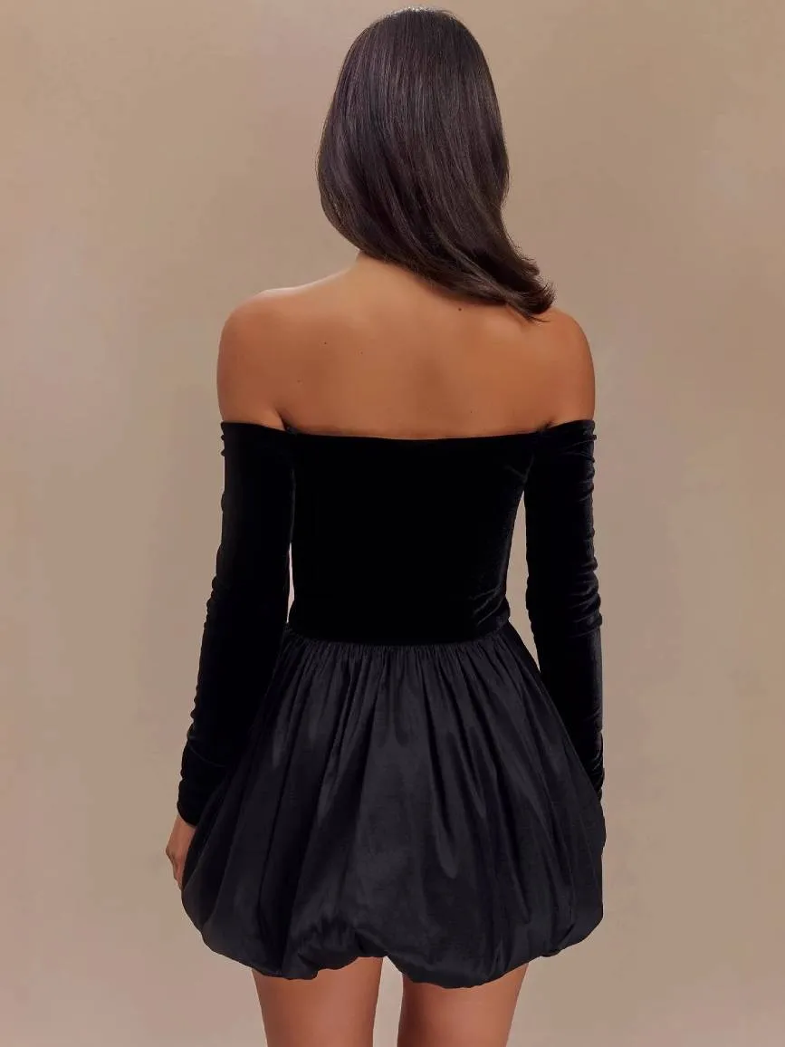 Deep V-Neck Bud Mini Dress