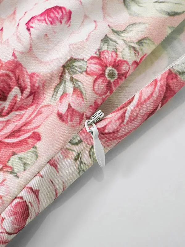 Printed Suspender Slit Dress