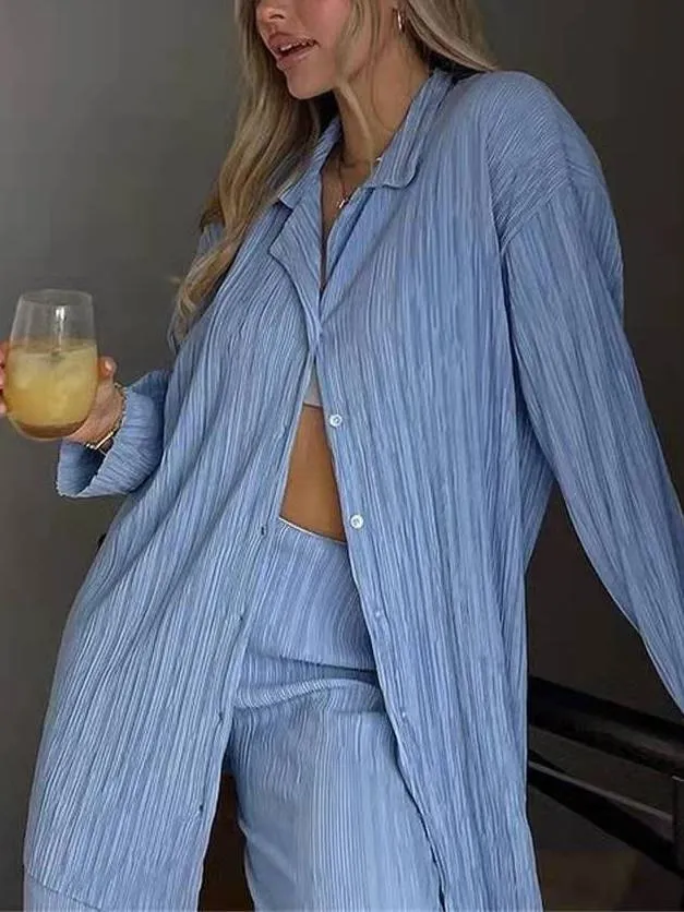 Textured Loose Casual Suit