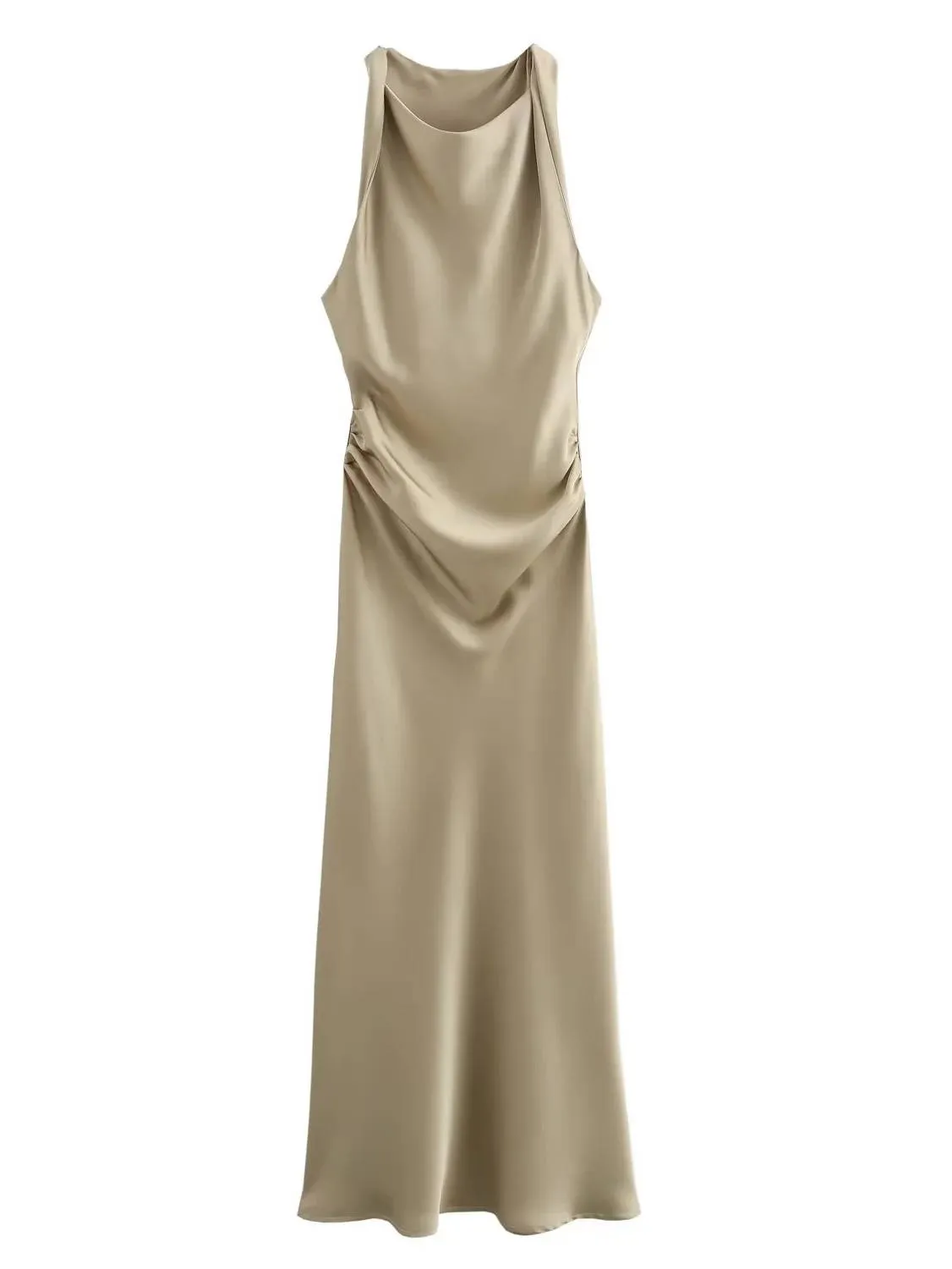 Sleeveless Satin Maxi Dress