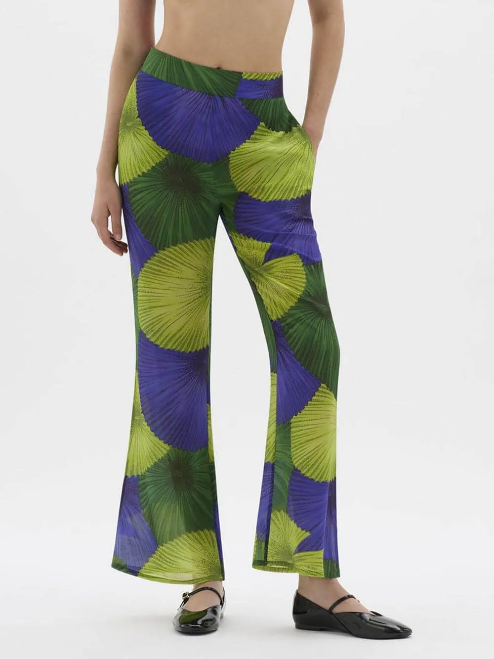 Retro Island Lover Yin Lotus Palm Print Loose Shirt