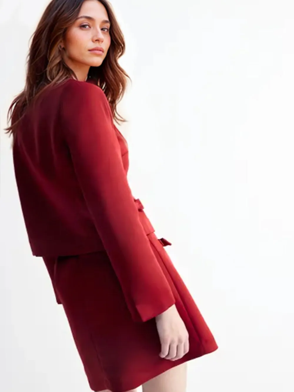 Elegant Round-neck Bow Blazer