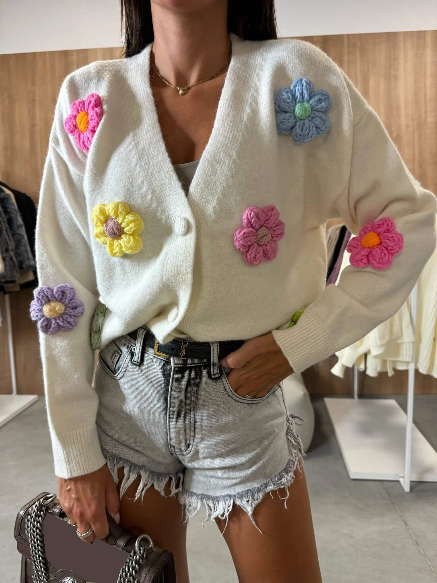 Casual Crochet Flower Sweater Cardigan