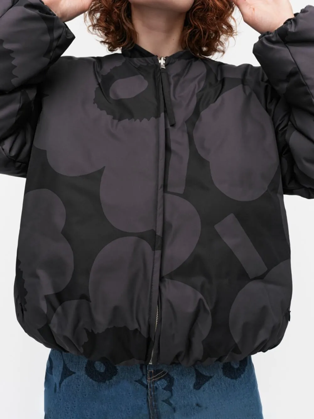 OverSize Style Stand Collar Bomber Jacket Printed Coat