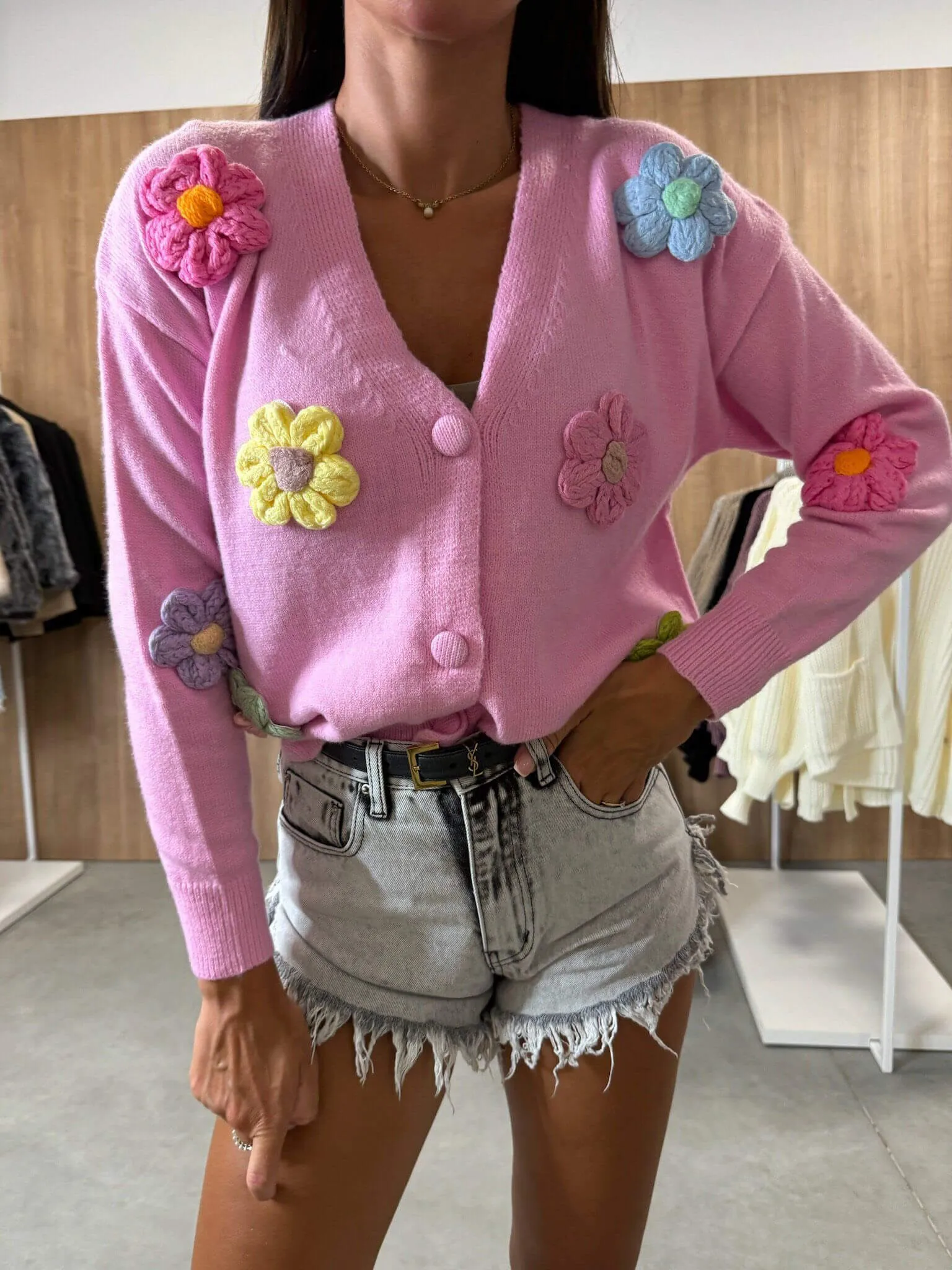 Casual Crochet Flower Sweater Cardigan