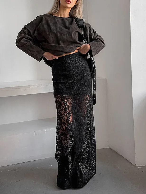 Retro All-match Lace Skirt