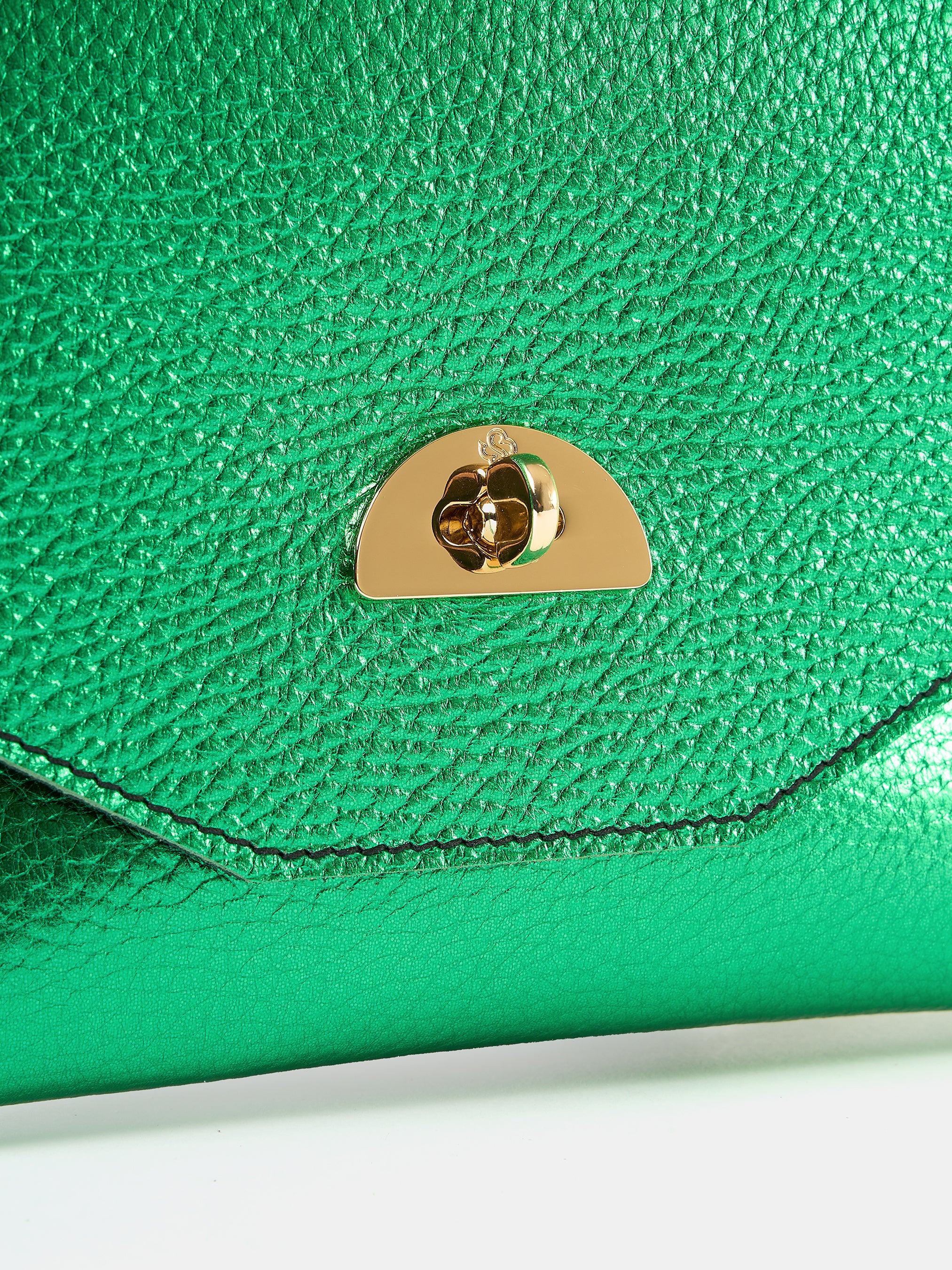 The Twist Lock Pouch - Wicked Green with Wicked Green Metallic Calf Grain