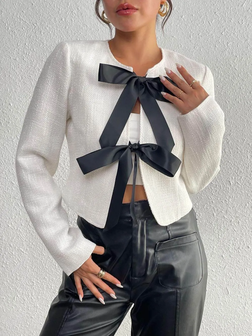 Fashion Slim Irregular Bowknot Long Sleeve Suit Jacket