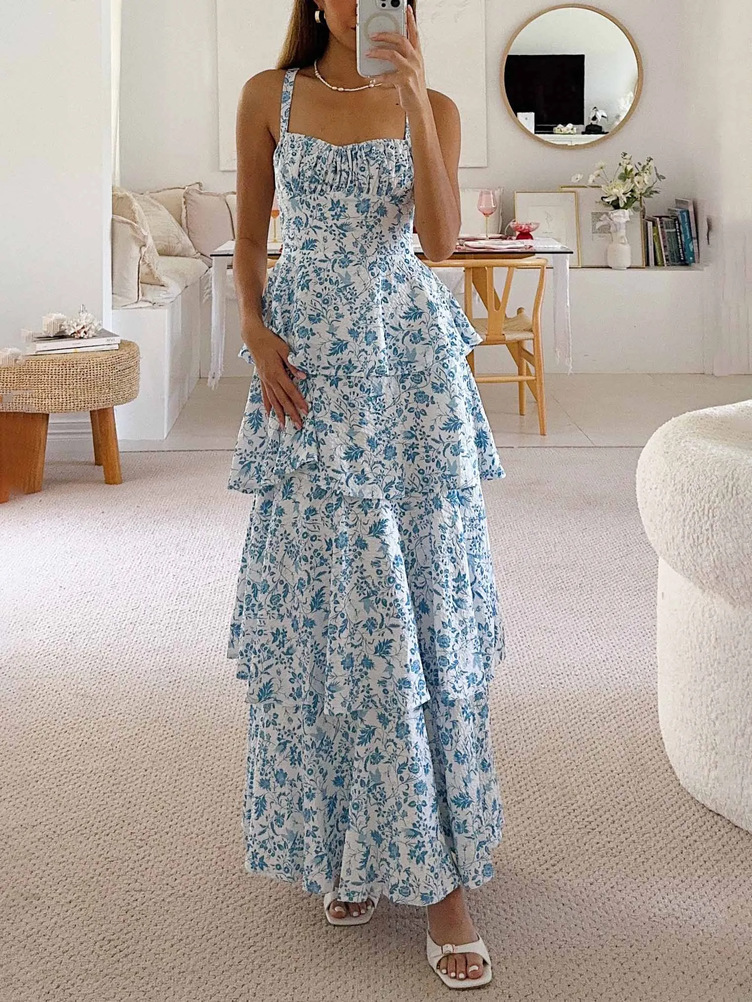 Sweet Floral Backless Sexy Midi Dress