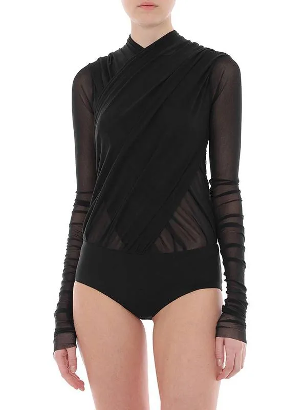 Mesh Stitching Perspective Backless Jumpsuit