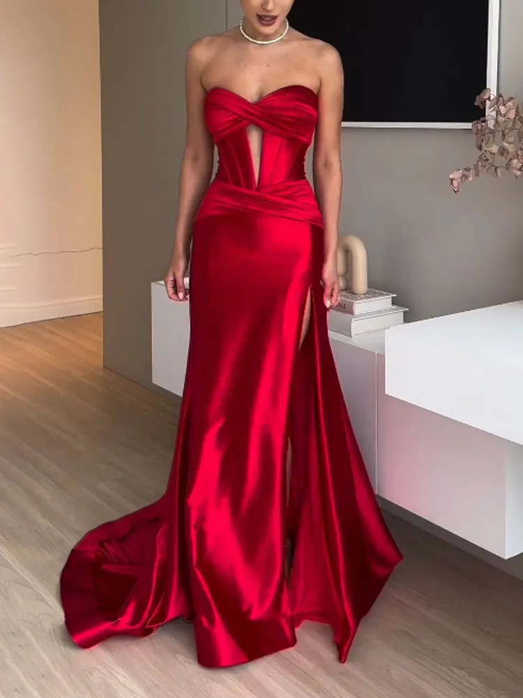 Elegant Boat-Shaped Skirt Evening Dress