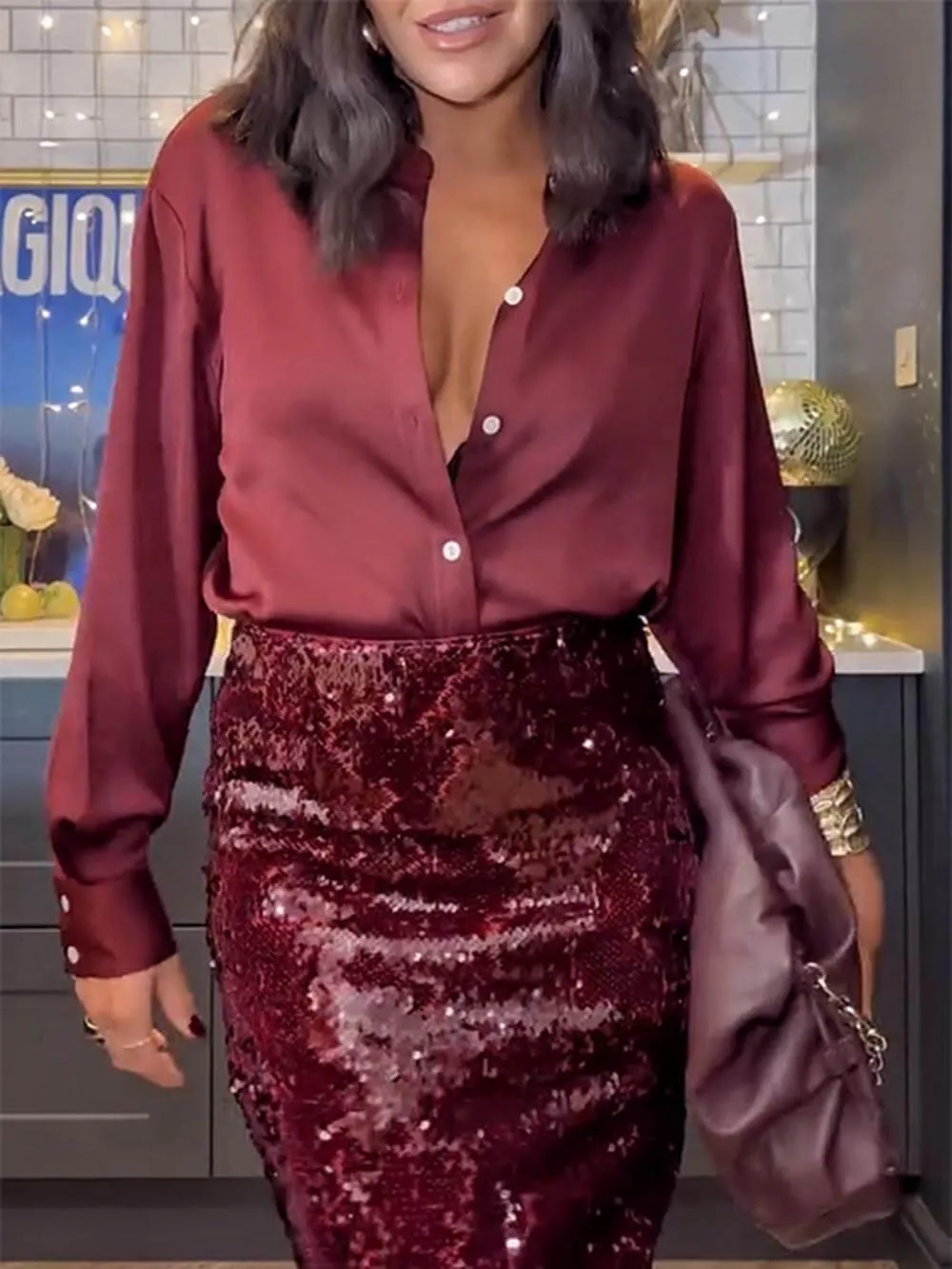 Classic Lantern Sleeve Loose Party Blouse