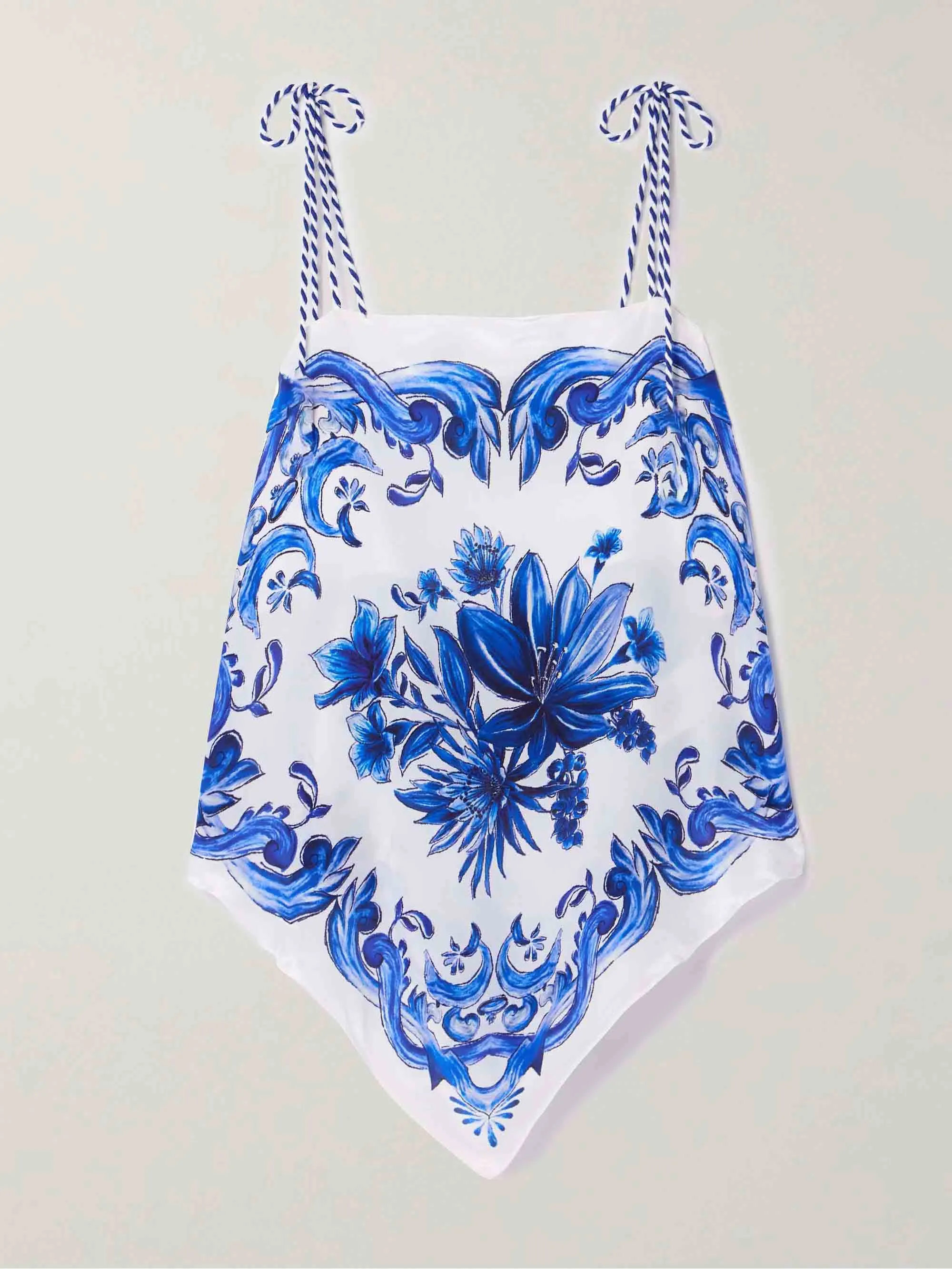 Exquisite Satin Garden Tile Print Tank Top