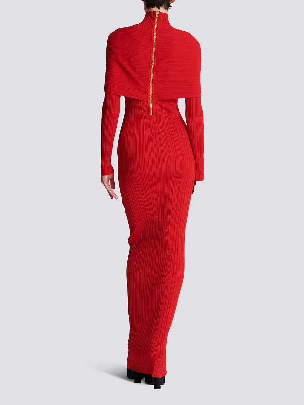 Red Elegant Wrap Effect Layered Pleated Maxi Dress