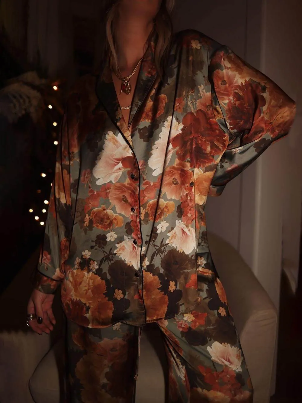 Modern Unique Print Button Down Oversized Blouse