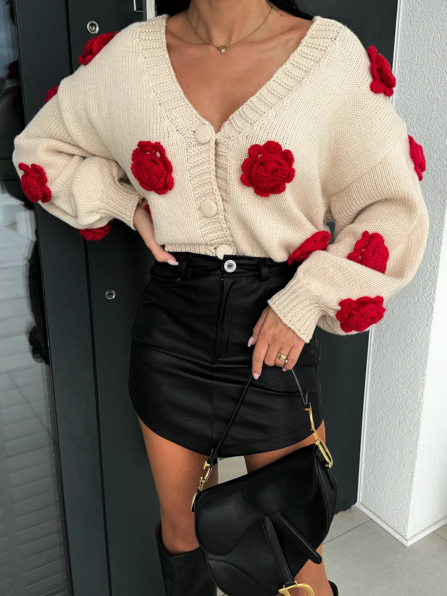 Unique Crochet Three-Dimensional Flower Sweater Cardigan
