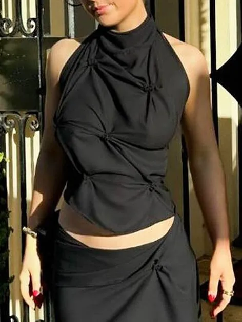 Halter Neck Pleated Backless Top