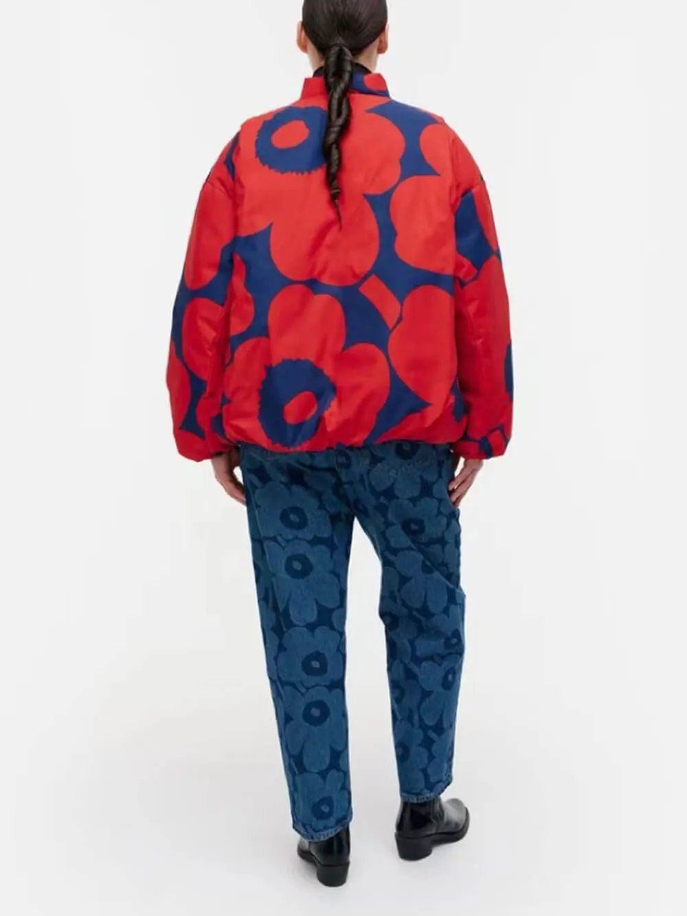 OverSize Style Stand Collar Bomber Jacket Printed Coat