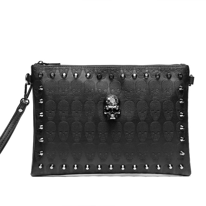 New Korean Fashion Rivet Skull Clutch For Men And Women