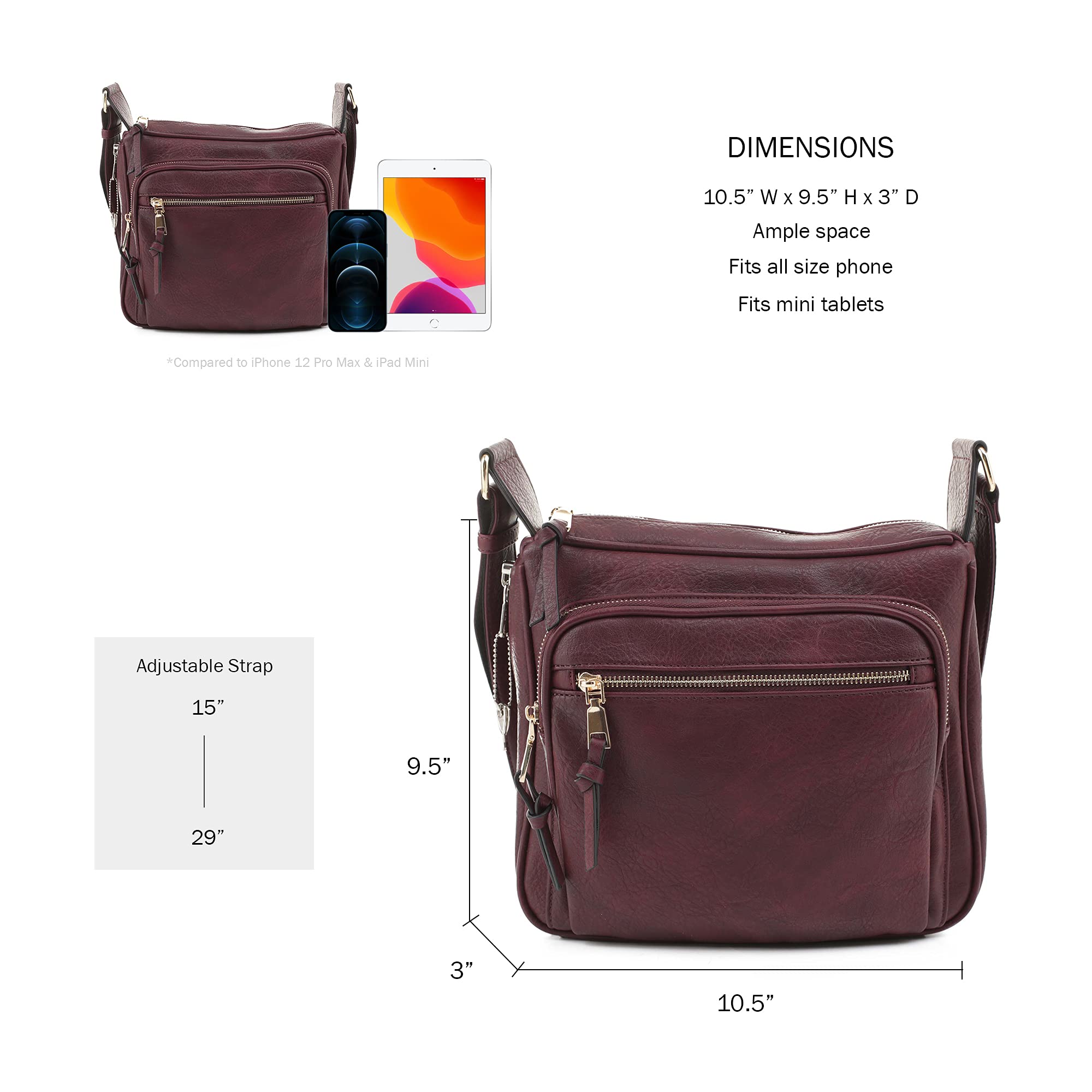 Concealed Crossbody RFID Blocking Lock Firearm Removable Holster-Wine