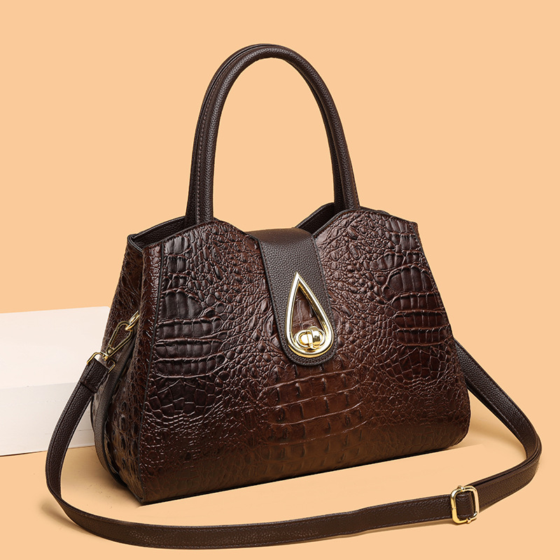 Crocodile Embossed Fashion Simple Middle-aged Mother Portable Shoulder Bag